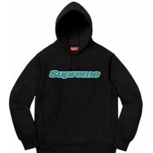 Supreme SS19 Chenille Hooded Sweatshirt Black Lg